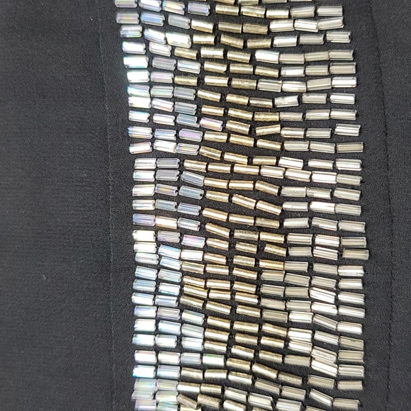 Black Beaded Chiffon Cocktail Dress, Size 10 - Picture 15 of 16